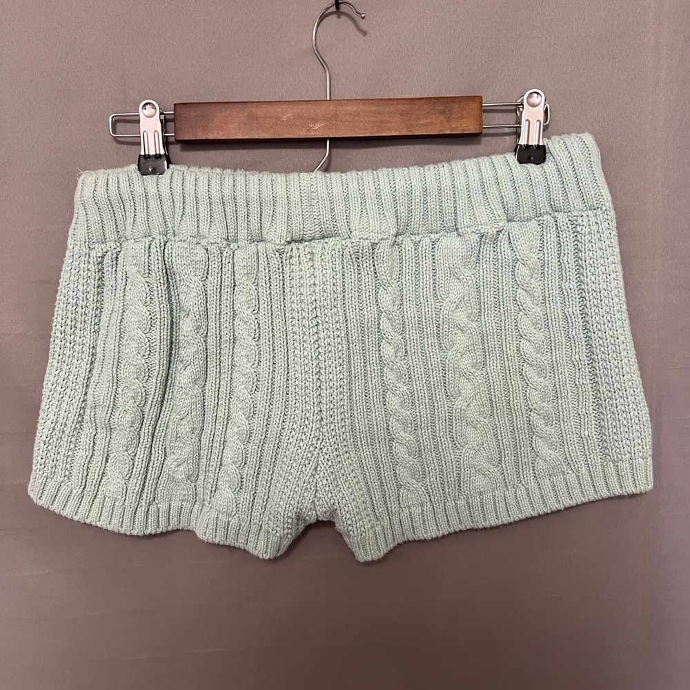 Forever 21 X Pantone Knit Shorts Women's Medium Mint Green Aqua Cable Knit - Picture 4 of 8